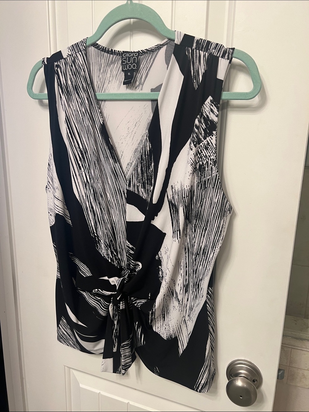 Clara Sun Woo Black & White Tie-Front Top